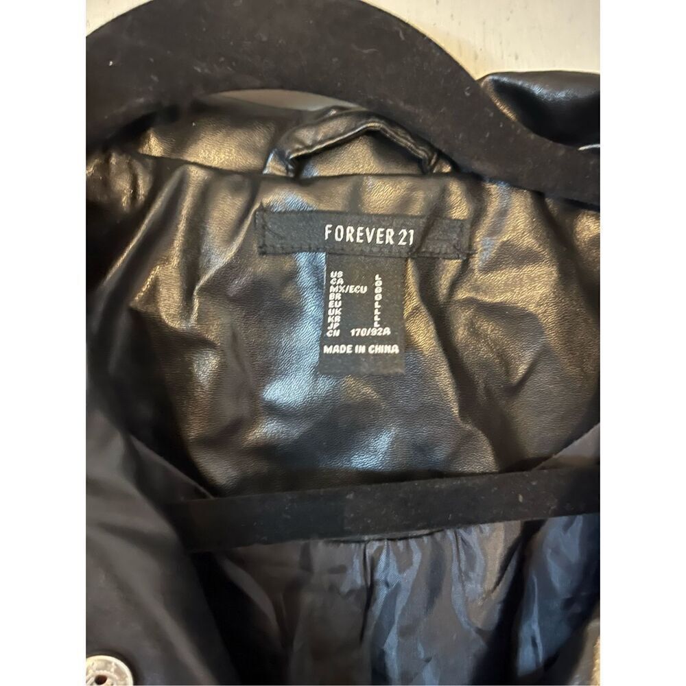 Forever 21 Faux Leather Puffed Sleeves jacket size large. - Picture 6 of 10